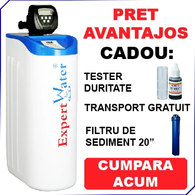 Dedurizator apa EWS 30 L - Clack SUA - Cabinet -  volumetric, ora de regenerare setabila, CADOU : Filtru sediment + Tester Duritate