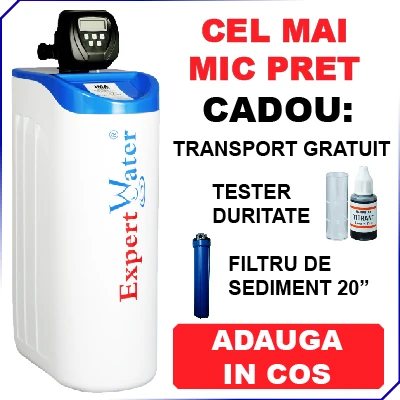 Dedurizator apa EWS 25 L - Clack SUA - Cabinet -  volumetric, ora de regenerare setabila, CADOU : Filtru sediment + Tester Duritate