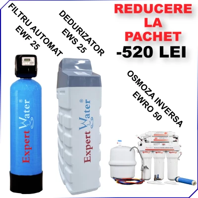 Filtru Automat EWF 25, Dedurizator apa EWS 25 si Sistem Osmoza Inversa EWRO 50 - OFERTA LIMITATNOU! PRET MIC Pachet
