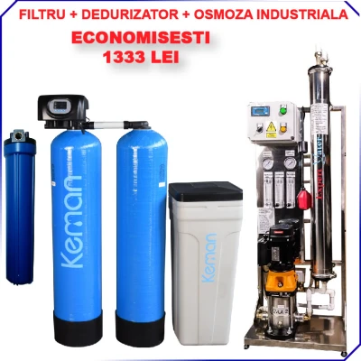 Pachet Osmoza 250 l/h + Dedurizator 35l KEMAN+ Filtru pentru SPALATORIE AUTO cu 1-2 piste SELF
