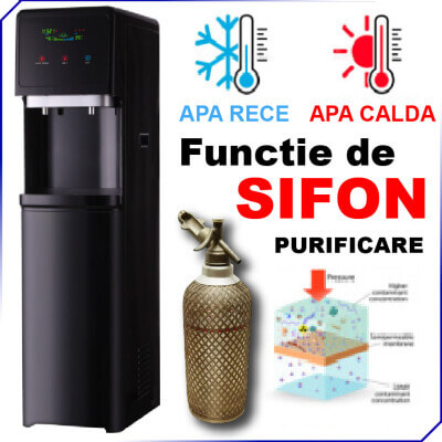 Dozator apa Expert Water cu sifon - Apa rece - Apa calda - RO 400 EWSHC - Black