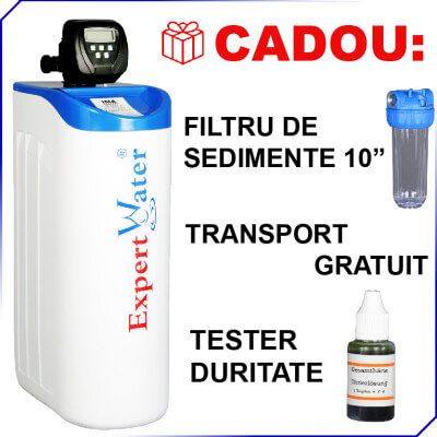 Dedurizator apa EWS 25 L - Clack SUA - Cabinet -  volumetric, ora de regenerare setabila, CADOU : Filtru sediment + Tester Duritate