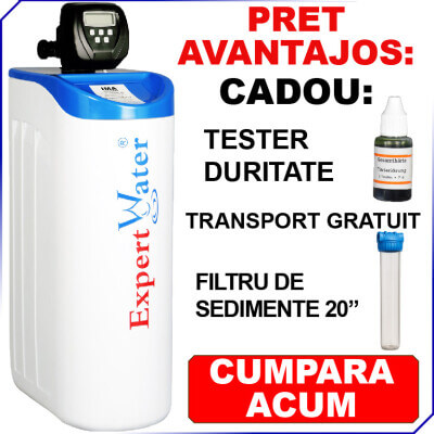 Dedurizator apa EWS 30 L - Clack SUA - Cabinet -  volumetric, ora de regenerare setabila, CADOU : Filtru sediment + Tester Duritate