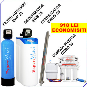NOU! PRET MIC Pachet Filtru Automat EWF 25, Dedurizator apa EWS 25, Sterilizator EWUV 55, Sistem Osmoza Inversa EWRO 50 - OFERTA LIMITATA