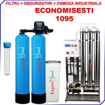 Pachet Osmoza 1000 l/h+ Dedurizator 100 duplex Clack + Filtru pentru SPALATORIE AUTO cu 7-8 piste SELF