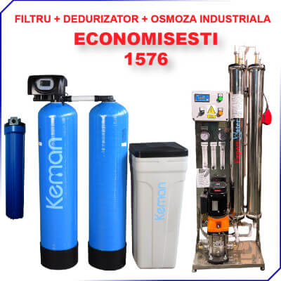 Pachet Osmoza 500 l/h+ Dedurizator 50 l duplex KEMAN + Filtru pentru SPALATORIE AUTO cu 3-4 piste SELF