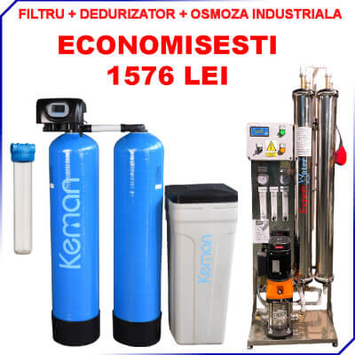 Pachet Osmoza 500 l/h+ Dedurizator 50 l duplex KEMAN + Filtru pentru SPALATORIE AUTO cu 3-4 piste SELF