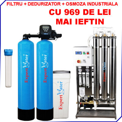 Pachet Osmoza 750 l/h+ Dedurizator 75 duplex Clack + Filtru pentru SPALATORIE AUTO cu 5-6 piste SELF